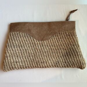 Brown and Tan Woven Clutch